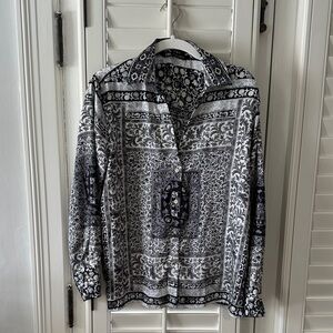 Black and White Bandana Patterned Zara Button-Up Shirt